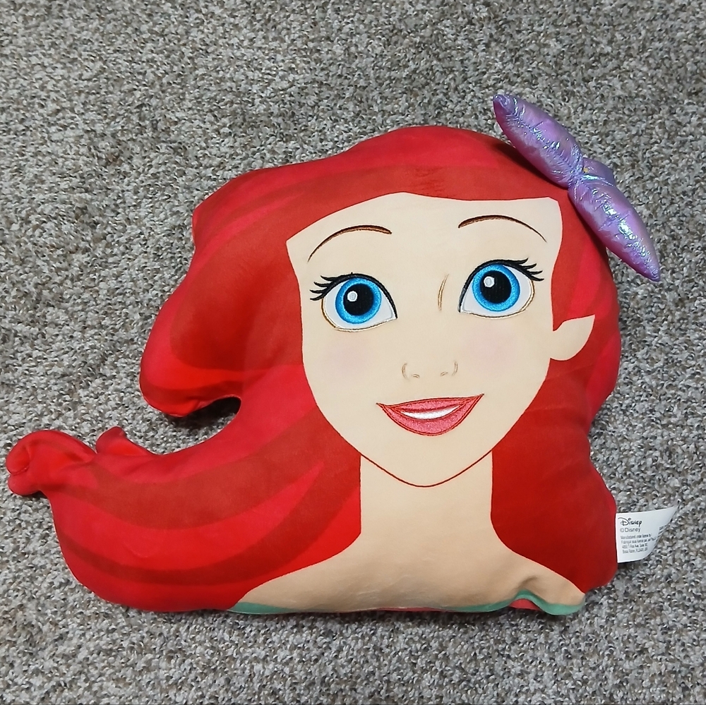 Disney‎ Ariel Pillow with Red Hair and Purple Bow